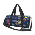 thumbnail image 2 of Xecao Sea Inhabitans and Herb print Round Travel Duffel Bag is a foldable gym bag with an inner pocket, perfect for travel sports, 2 of 8