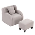 thumbnail image 3 of Shunda K Swivel Accent Chair with Ottoman, Teddy Short Plush Particle Velvet Armchair,360 Degree Swivel Barrel Chair with footstool for Living Room, Hotel, Bedroom, Office, Lounge, 3 of 10