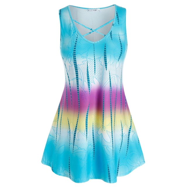 Tamaño Plus Ombre baño de tinte abrazo de la muerte de la túnica sin mangas Rosegal Camisetas sin mangas de talla grande