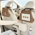 thumbnail image 6 of Car Seat Back Organizer, Rear Seat Phone & Tablet Mount, Adjustable Storage Pouch, Elm Wood & Cotton, Brown - for Car Backseat, 6 of 6