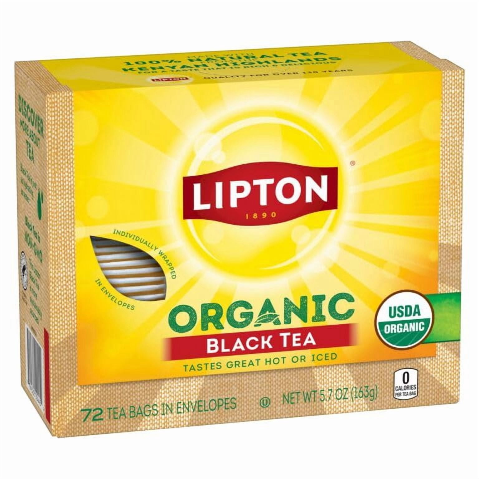 Lipton Organic Black Tea Bags, Can Support Heart Health, 72 Count (Pack of 5)