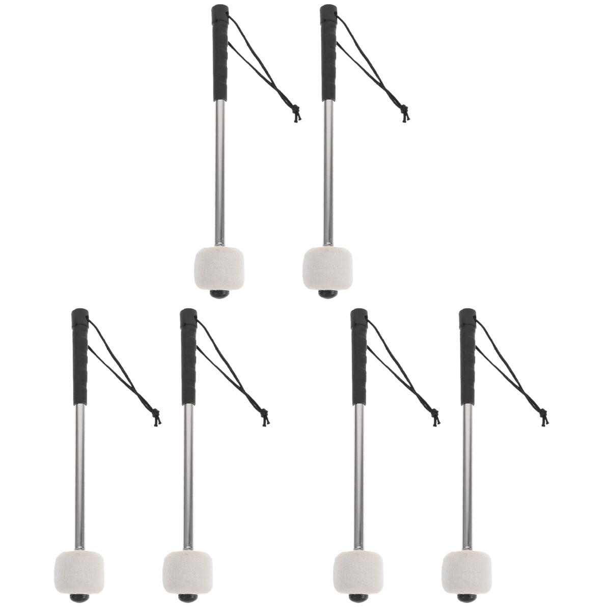 Worgeous 6 pcs  Felt Bass Drum Mallets Wool Felt Mallets Sticks with Stainless Steel Handle Instrument Percussion Mallets