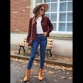 thumbnail image 4 of Chaquetas de con Botones para Mujer, Camisetas de Larga, Tendencia 2025 Vino Tinto S, 4 of 8