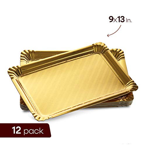 Extiff 50 Silver Cardboard Trays 10 x 16 cm Presentation Trays for Baking or Cold Buffet 