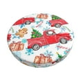 thumbnail image 2 of Xecao's Watercolor Red Truck And Fir Tree Print Stool Covers offer stylish, washable protection for PU round bar stools, perfect for home or commercial use., 2 of 7