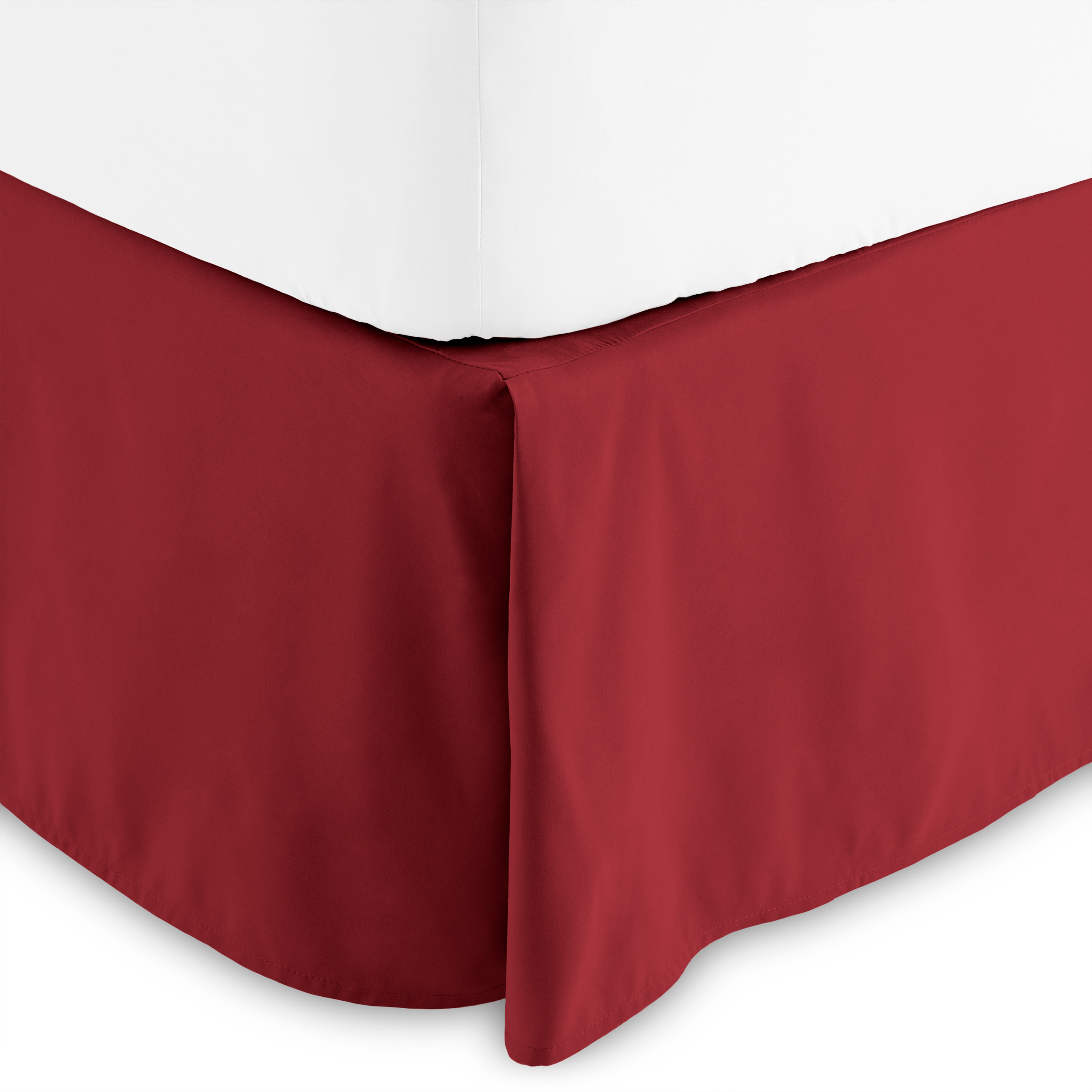 Bare Home Bed Skirt Double Brushed Microfiber, 15inch Drop (Queen, Red