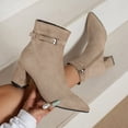 thumbnail image 2 of Taqqpue Women's Ankle Boots Pointed Toe Side Zip Slip On Mid Heel Comfortable Dress Booties for Women Size 5.5-10.5 Fashion Dress Shoes Fall Winter Footwear Casual Walking Daily Wear, 2 of 10