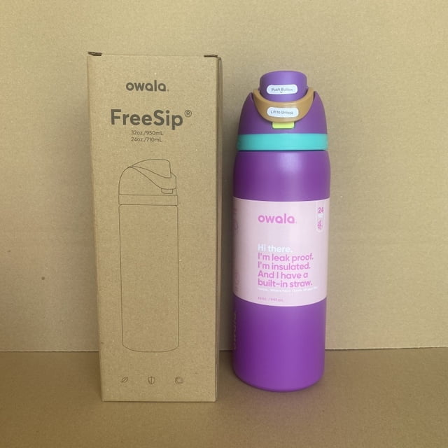 32oz Vacuum Insulated Stainless Steel Water Bottle, Leak-Proof FreeSip Straw, Portable Carry Loop, BPA-Free, Outdoor & Gym Use, Assorted Colors