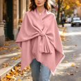 thumbnail image 6 of Fewfanhot Self Tie Fringe Wool Blend Poncho Cape, Open Front Warm Wrap Shawl Coat for Women Fall Winter, 6 of 7