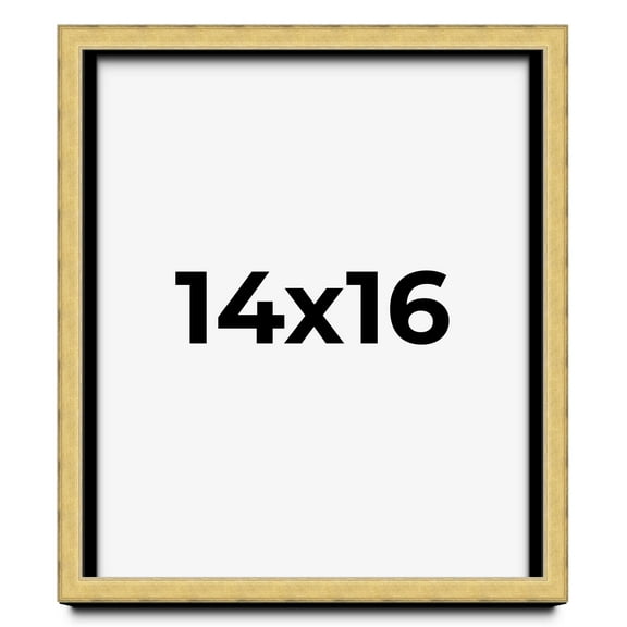 14x16 Shadow Box Frame Gold | 1.375 Inches Deep Real Wood Contemporary Shadowbox Display Frame | UV