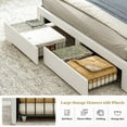 thumbnail image 2 of ARICOEASY California King Bed Frames with Hidden Storage Headboard & Drawers, Upholstered Cal King Platform Bed with LED Lights, Type-C Charging Station, No Box Spring Needed, Noise Free, White, 2 of 9