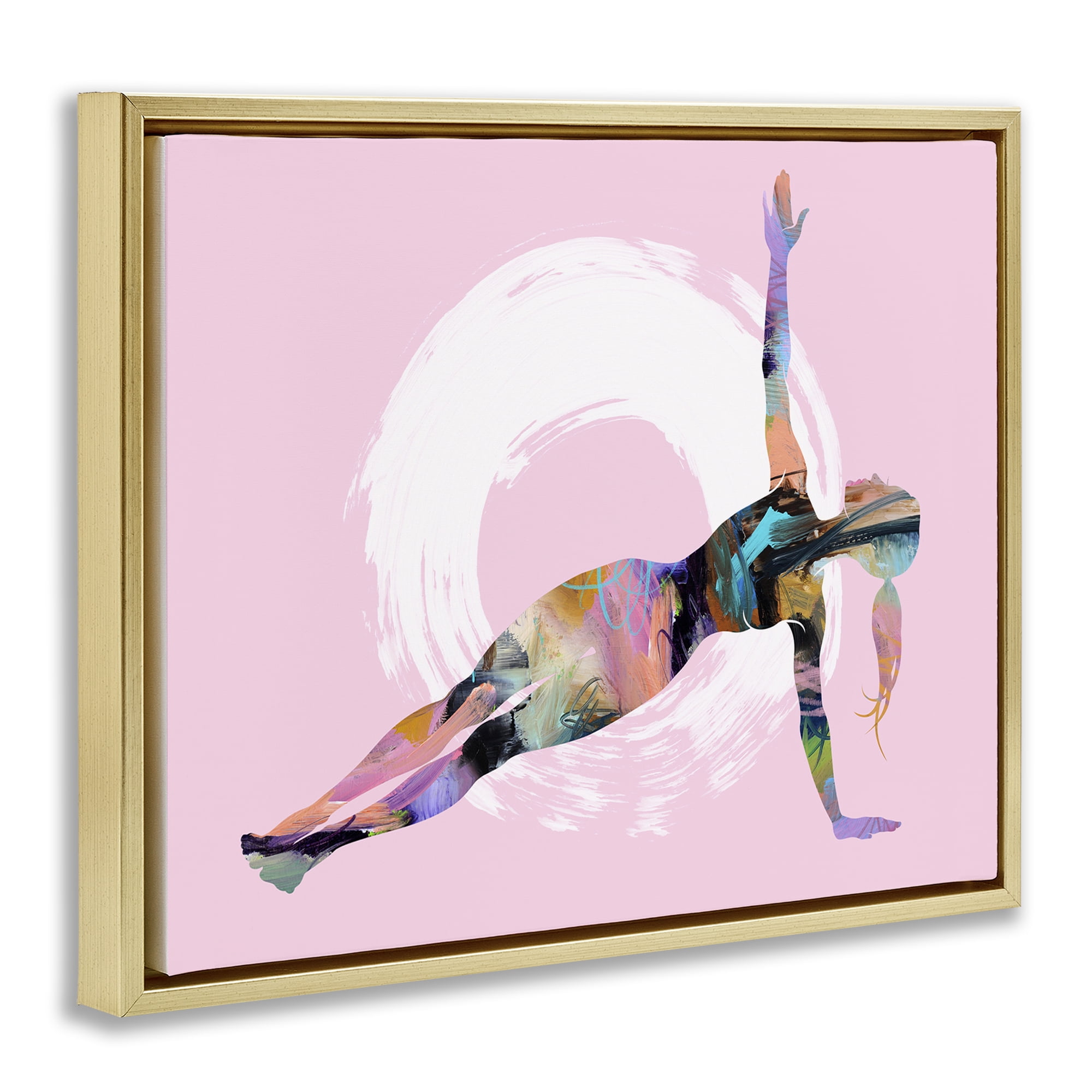 Stupell Industries Abstract Yoga Exercise People Painting Gold Floater Framed Canvas Art Print Wall Art, 31 x 25