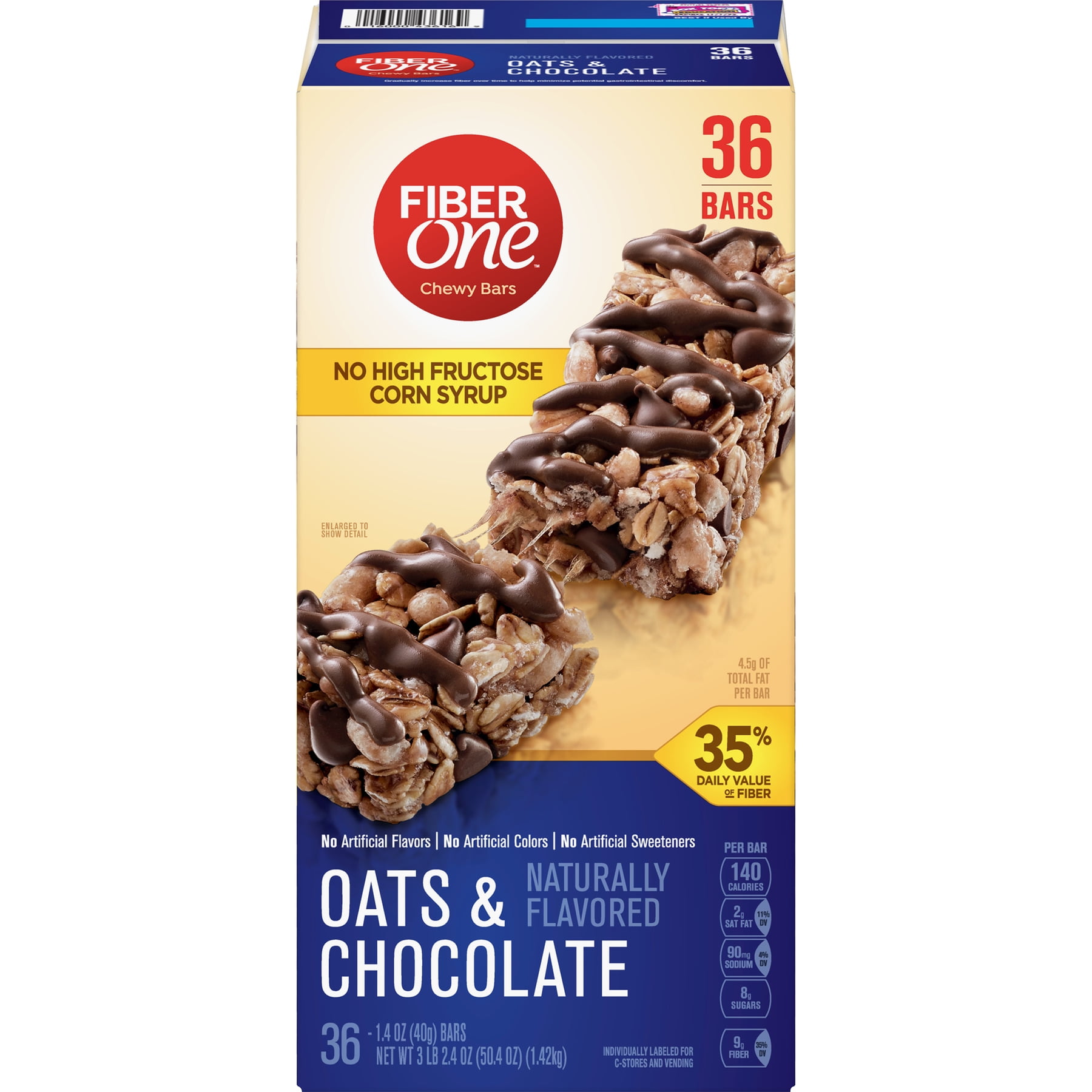 Fiber One Oats and Chocolate Chewy Bars, 50.4 oz, 1.4 OZ ...