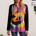 thumbnail image 7 of Godom Women's Halloween Long Sleeve V Neck Shirt Funny Graphic Top Fall Casual Loose Holiday T-Shirt, 7 of 7