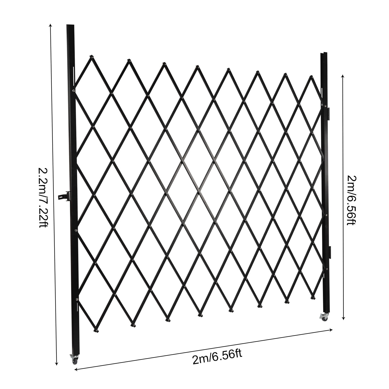 7.2ft x 6.5ft Folding Security Gate - Wall Mount Single Scissor Gate, Indoor Outdoor Safety Door for Home Office