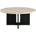 thumbnail image 2 of SAFAVIEH Couture Shayna Modern Round Travertine Coffee Table, Travertine/Black, 2 of 9