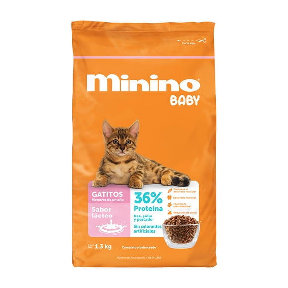 Alimento para Gato Minino Baby Sabor Lácteo 1.3 kg