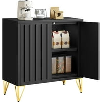 28" Sideboard Buffet, Modern Buffet Storage Cabinet with Adjustable Shelf, Metal Accent Console Credenza , Black