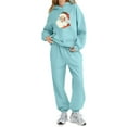 thumbnail image 4 of Girls 2 Piece Outfits Christmas Printed Funny Hoodie and Joggers Pant Set Tracksuit Loose Sweatsuits with Pockets (2-3 Years, Light Blue), 4 of 5