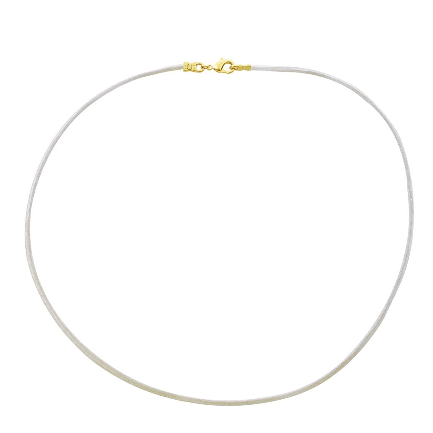 Gold Plated 1.8mm Fine White Leather Cord Necklace