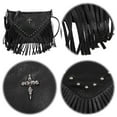 thumbnail image 5 of Yucurem Women Pu Studded Tassel Shoulder Bag Fringe Hobo Bag For Outdoor Travel (Black) Fashion shoulder bag (Black), 5 of 10