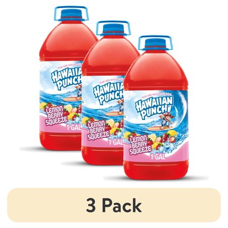 (3 pack) Hawaiian Punch Lemon Berry Squeeze Drink, 1 Gallon