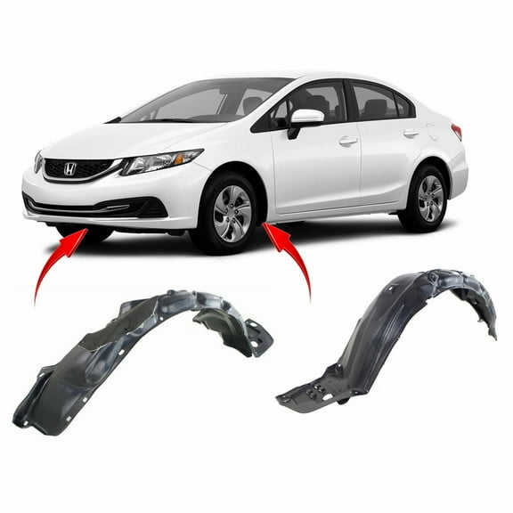 DCP Set of 2 Fender Liners for Honda Civic 2012-2015 HO1248168 HO1249168 74151TT1A50
