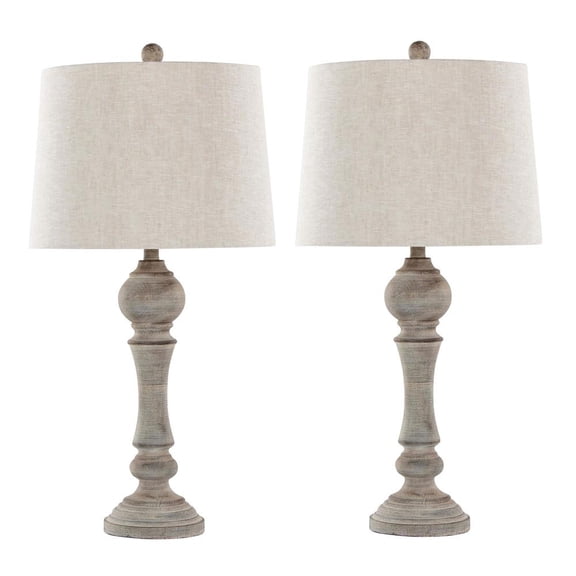 Grandview Gallery Farmhouse Table Lamps with Natural Linen Shades, Set of 2