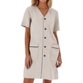 thumbnail image 3 of Scrubs for Women Short Sleeve Nurse Working Uniform V Neck Wrap Dress (Khaki XL), 3 of 3