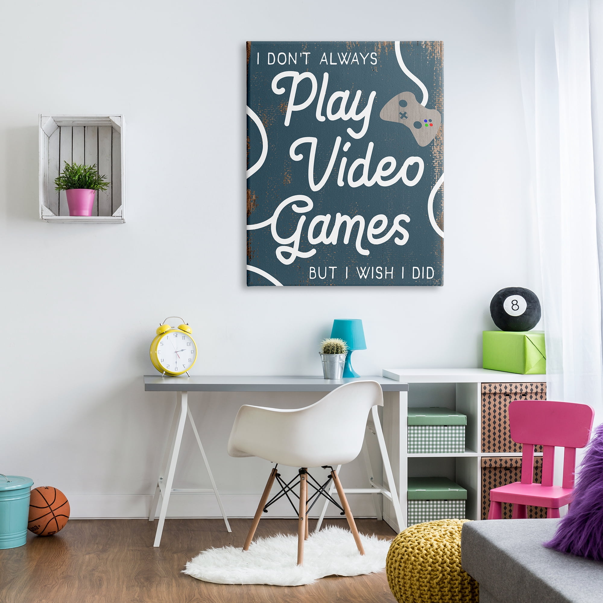 Stupell Industries Don't Always Play Video Games Funny Phrase Blue, 36 x 48, Design by Daphne Polselli