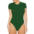 thumbnail image 1 of LUXUR Combinaison Femme Manches Courtes T-Shirt Body Col Rond Hauts Justaucorps Décontractés Couleur Unie Vert 2TG, 1 of 4