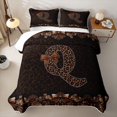thumbnail image 2 of Homewish Brown Leopard Print Bed Spread Queen for Girls Women, Monogrammed Q Queen Coverlet Set, 2 of 7