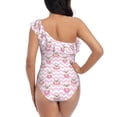 thumbnail image 5 of Rateoe Pug And Donut Pattern Women One Piece Swimsuits Tummy Control One Shoulder Bathing Suits Ruffle Swimwear-Medium, 5 of 6