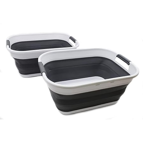 SAMMART Set of 17.5L (4.6 Gallon) Collapsible/Foldable/Pop Up/Portable Washing Tub/Storage Basket, Water Capacity 13.5L/3.5 Gallon