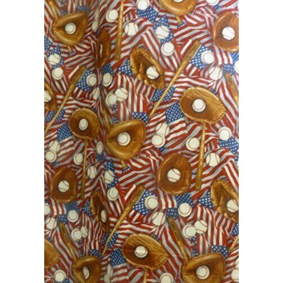 Baseball and Patriotic Flags~by Elizabeth's Studio~cotton Fabric