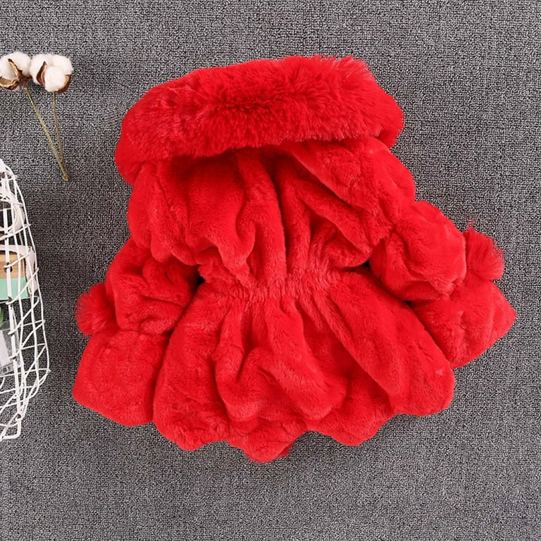 VerPetridure Toddler Baby Girls Plush Hooded Poncho Cape Solid