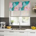 thumbnail image 4 of Teal Pink Marble Curtain Valances for Windows, Kitchen Valance Window Treatments Panel 2 Pack, Abstract Ink Painting Luxury Modern Rod Pocket Short Curtains for Bathroom Bedroom 42 x 18 Inch, 4 of 8