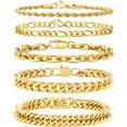 thumbnail image 5 of CUKIXA Stylish 5 Pcs Stainless Steel Bracelets for Men Women Cuban Link Bracelet Rope Paperclip Chain Bracelets Set-Black five-piece set, 5 of 5