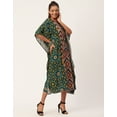 thumbnail image 2 of Moomaya Women's Printed Viscose Kaftan Dress, Round Neck, Asymmetric Hem Midi Dress, 2 of 8