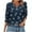 Navy-Shirts, variant on Jsaierl 3/4 Length Sleeve Womens Tops Plus Size V Neck Shirts Fashion Print Ladies Blouses Flowy Holiday T-shirts Top S-2XL