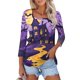 thumbnail image 1 of Camisa para mujer, moda informal, cuello cuadrado, manga 3/4, suelta, camiseta estampada de Halloween, top para mujer, 1 of 4