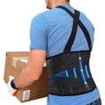 thumbnail image 2 of Work Back Brace Lower Back Pain Protection Belt Waist Trainer Lumbar Support Band with Shoulder Straps for Heavy Lifting Safety Black L, 2 of 6