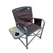 Heavy Duty High-Back Folding Director's Chair w/Side Table & Storage Bag - (Brown)
