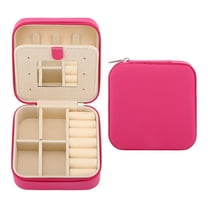 REGALWOVEN Mini Travel Jewelry Box with Mirror for Women, Portable Jewelry Organizer Case Storage Display Holder for Earring Ring Rose Red