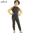thumbnail image 4 of Traje de neopreno para niños Trajes de neopreno Resistencia a los arañazos para niños Protección UV Traje de baño de snorkel con cremallera trasera Traje de surf Manga amarilla verde M 2.5MM Noticed OD003690-12, 4 of 7