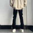 thumbnail image 2 of Pantalones deportivos ajustados y rectos para hombre, pantalones deportivos ajustados a rayas, acampanados, de verano, con bolsillos y cremallera, estilo hip hop, 2 of 5