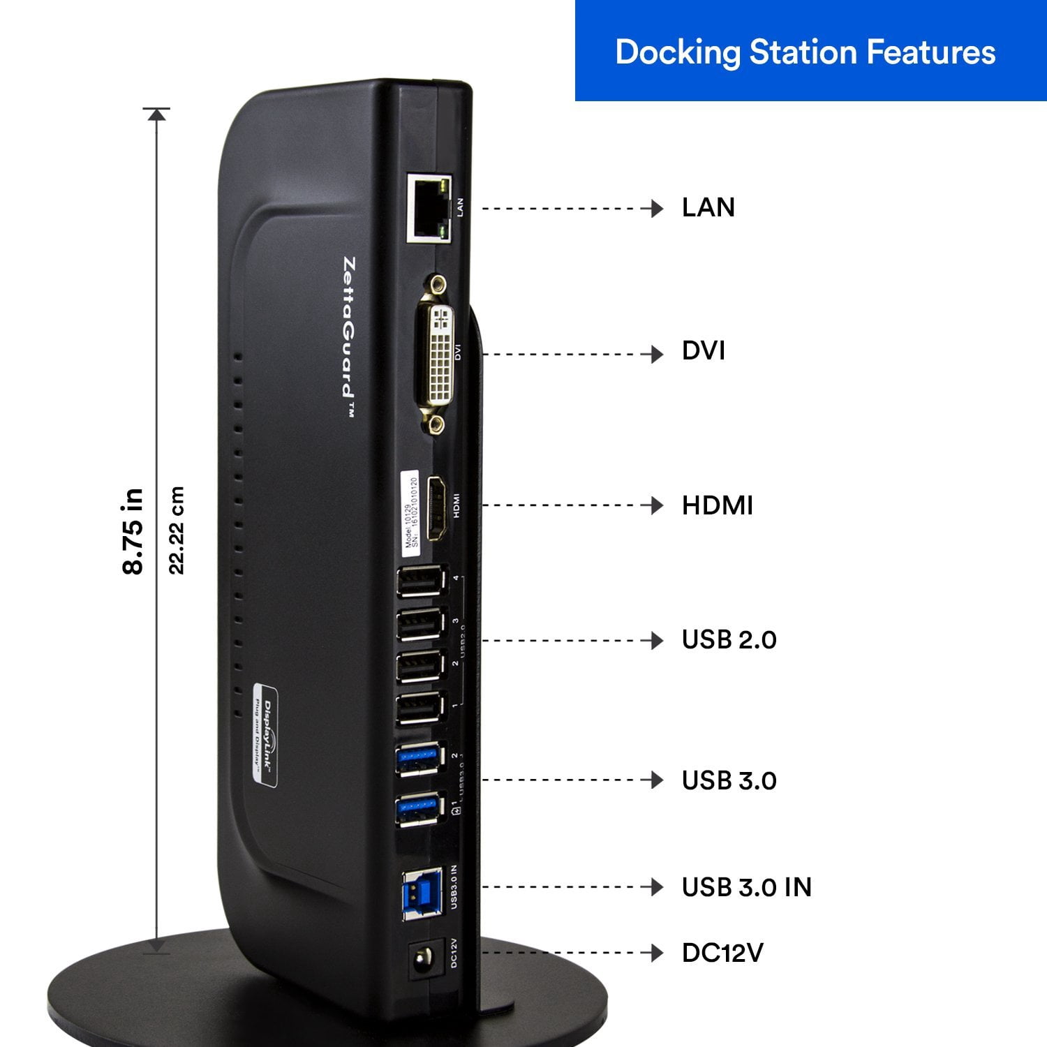 ZettaGuard ZDS-100 Multimedia Ultra Dual Video USB 3.0/2.0 Universal Docking Station (10129)