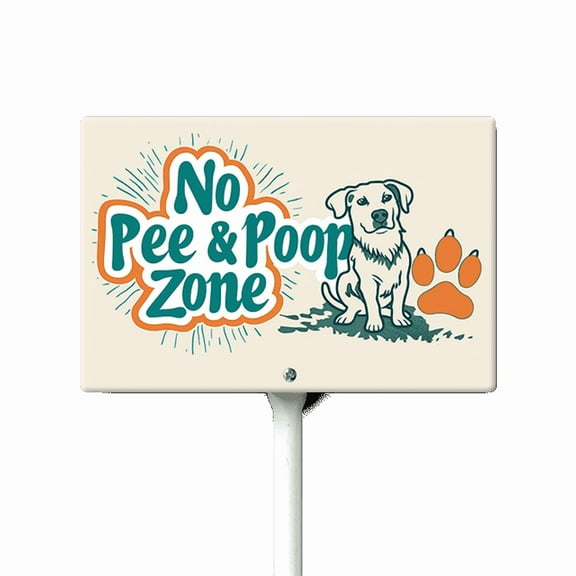 Eveokoki No Pee and Poop Zone Sign 12 x 8 Inches No Poop and Pee Dog Yard Warning Sign Sturdy Aluminum Weatherproof UV Protect Easy to Install