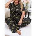 thumbnail image 3 of Womens Plus Size Pajama Soft Silky Print Set Short Sleeve Sleepwear 2 Piece Lightweight Loungewear for Home, 3 of 11