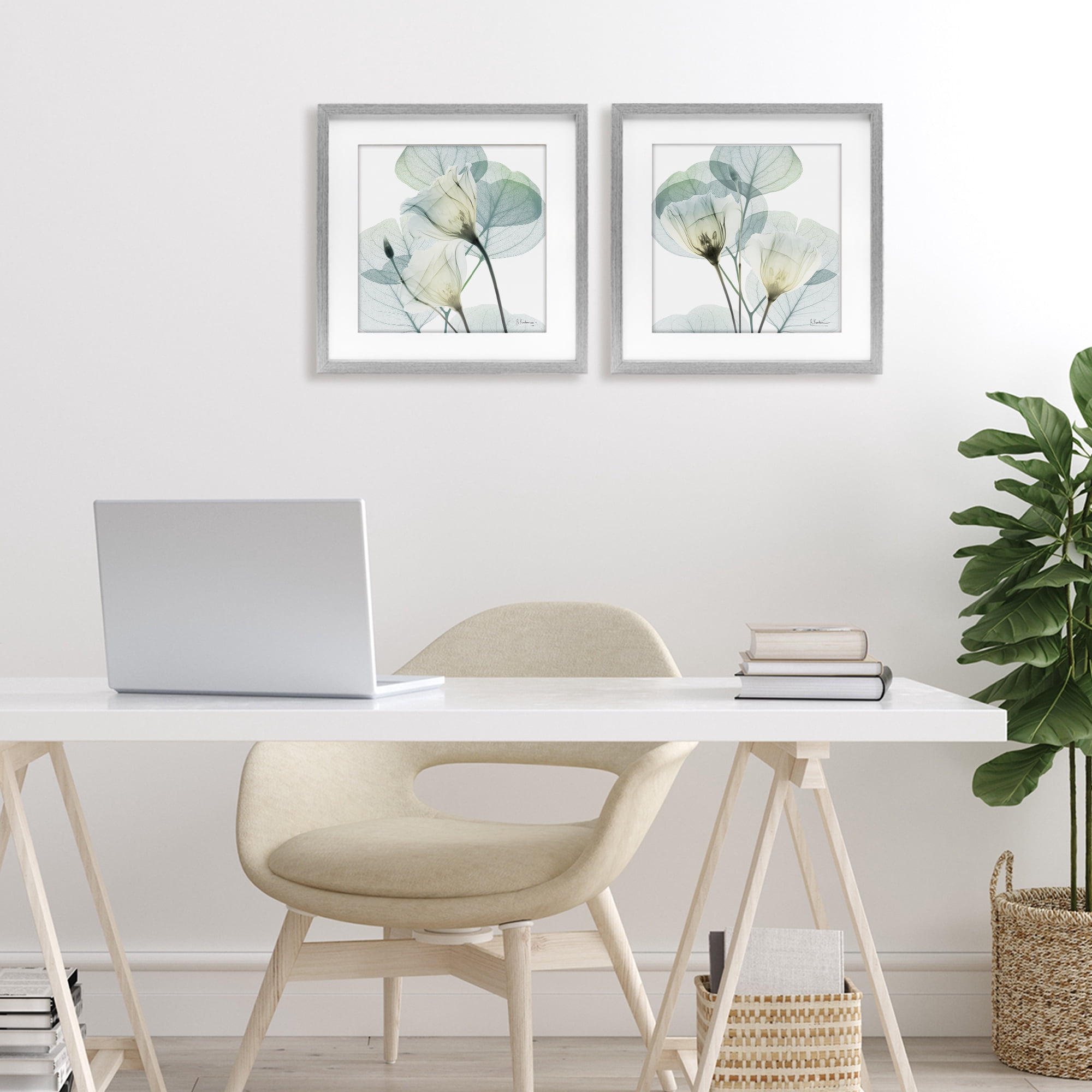 Stupell Industries Divine Fate Flowers 2 Piece Gray Framed Print Under Glass Set, design by Albert Koetsier